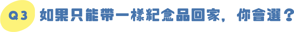 Q3｜如果只能帶一樣紀念品回家，你會選？