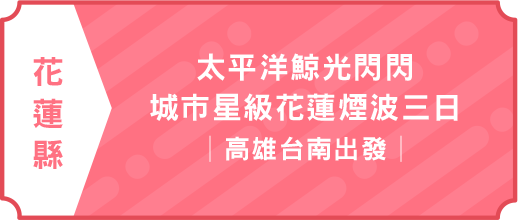 太平洋鯨光閃閃、城市星級花蓮煙波三日｜台南高雄出發