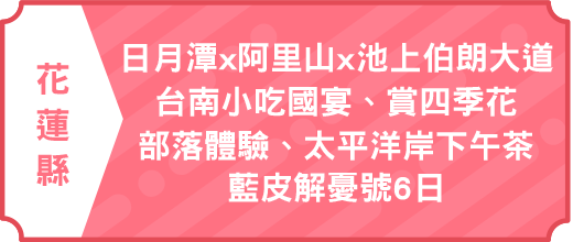一次去日月潭x阿里山x池上伯朗大道·台南小吃國宴·賞四季花·部落體驗·太平洋岸下午茶·藍皮解憂號6日｜